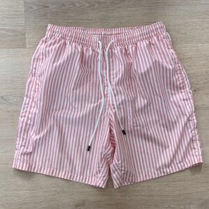 Fedeli Pink and White Striped Men's Swim Trunks